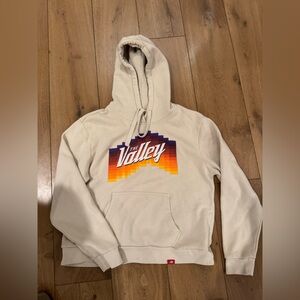 Phoenix Suns the Valley Hoodie. Tan with a sunset Valley graphic